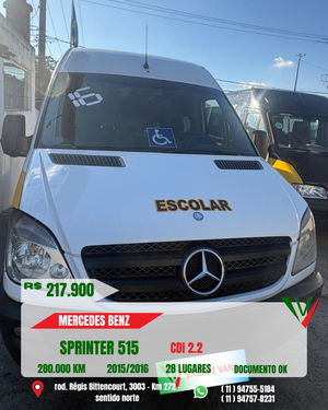 MERCEDES-BENZ SPRINTER 2.2 515 CDI VAN 18 LUGARES TETO ALTO 16V BI-TURBO
